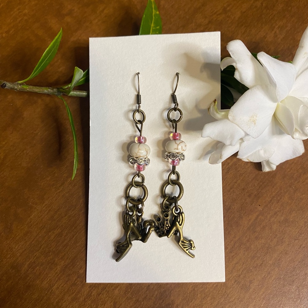 Charming Pink and Cream Earrings with Whimsical Design